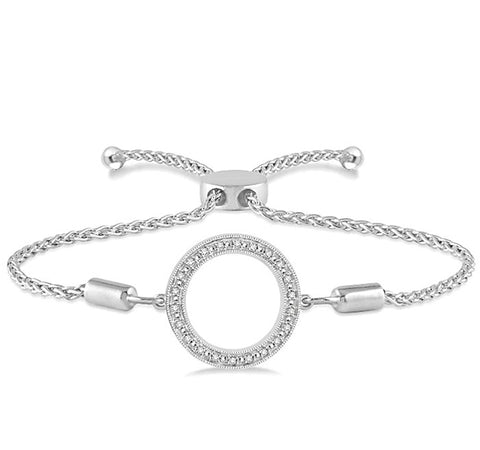 Diamond Circle Adjustable Bracelet in Sterling Silver