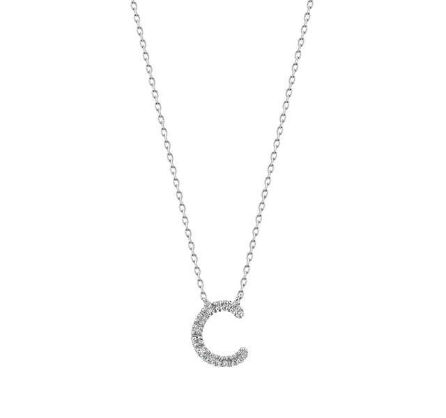 Diamond Letter "C" Necklace in Sterling Silver