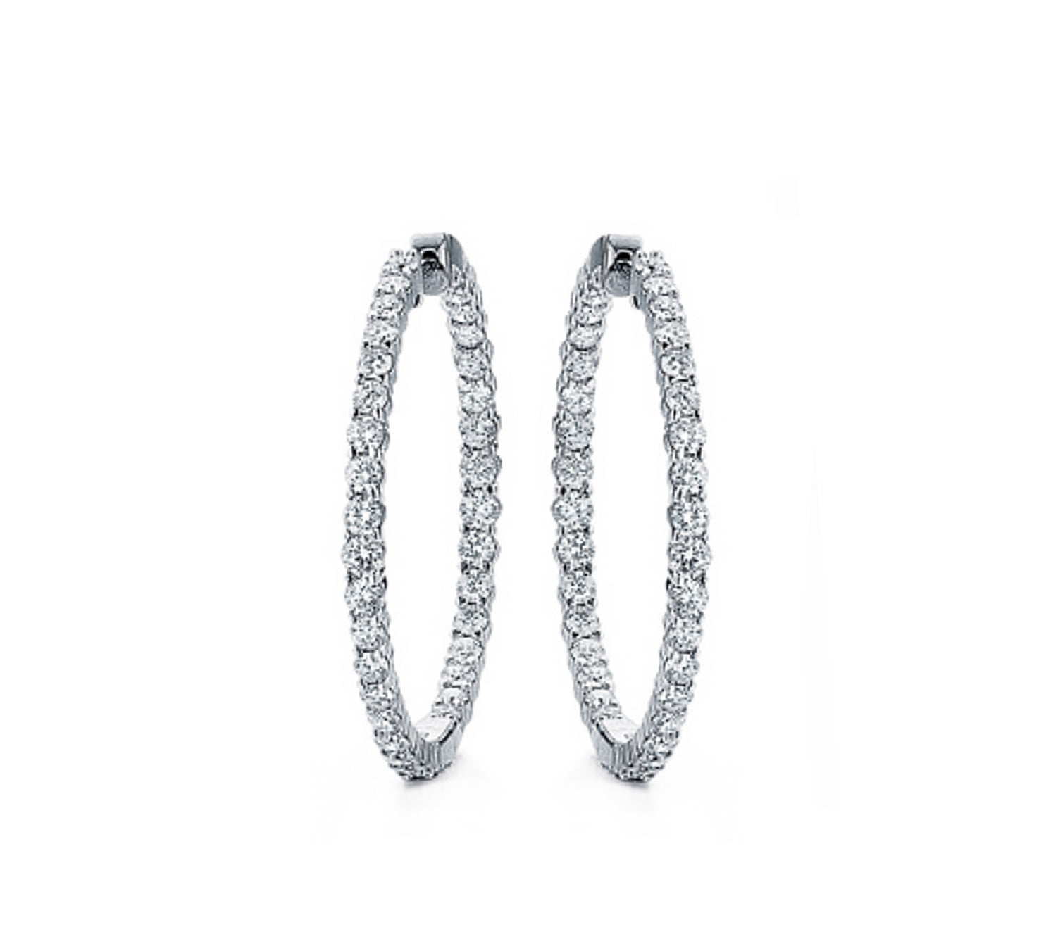 French Cut Diamond Hoops in White Gold