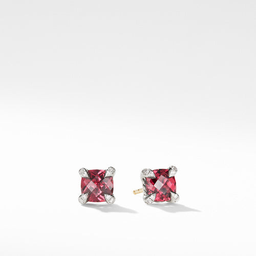 Chatelaine® Stud Earrings with Rhodalite Garnet and Diamonds