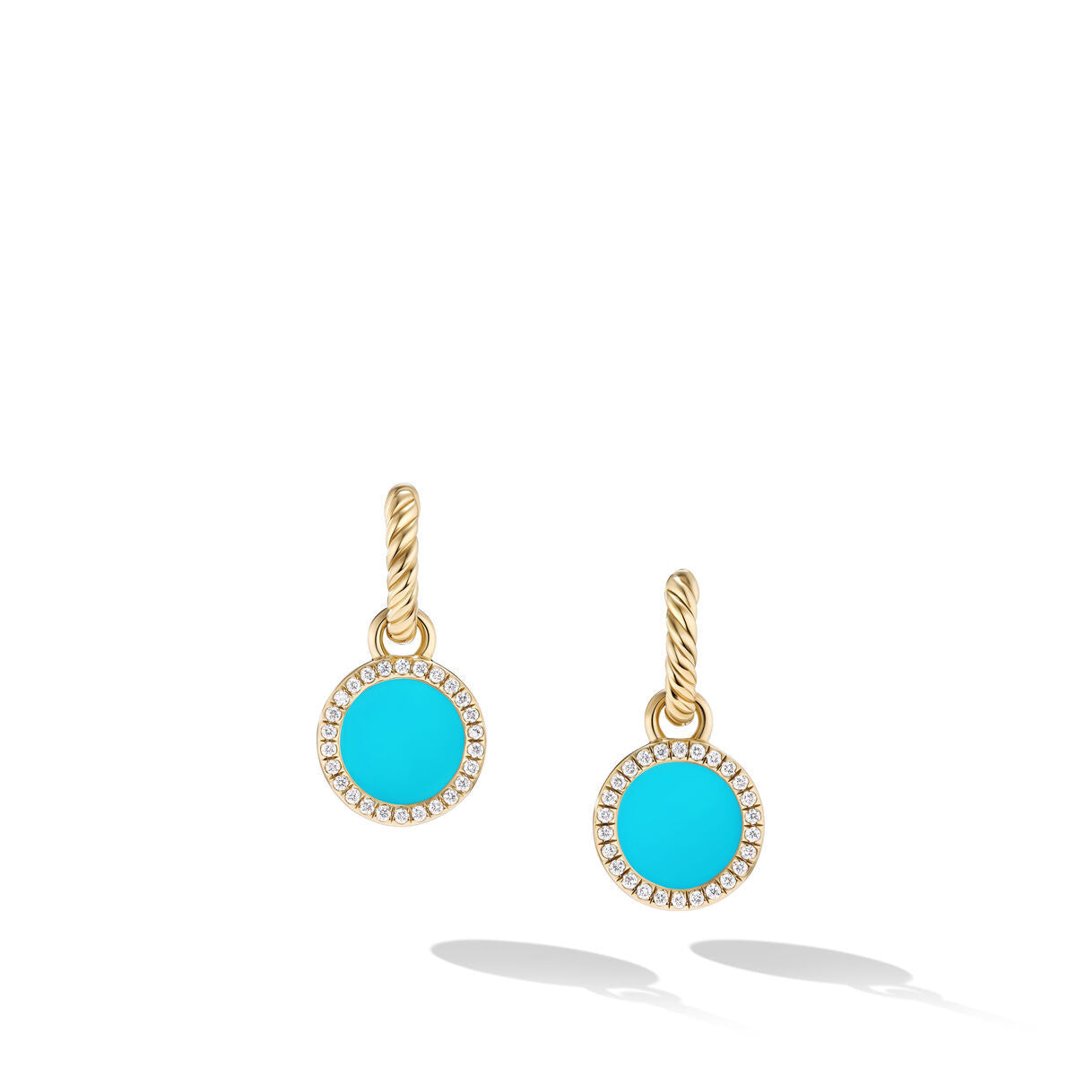 Petite DY Elements® Pendant Necklace in 18K Yellow Gold with Turquoise and Pavé Diamonds