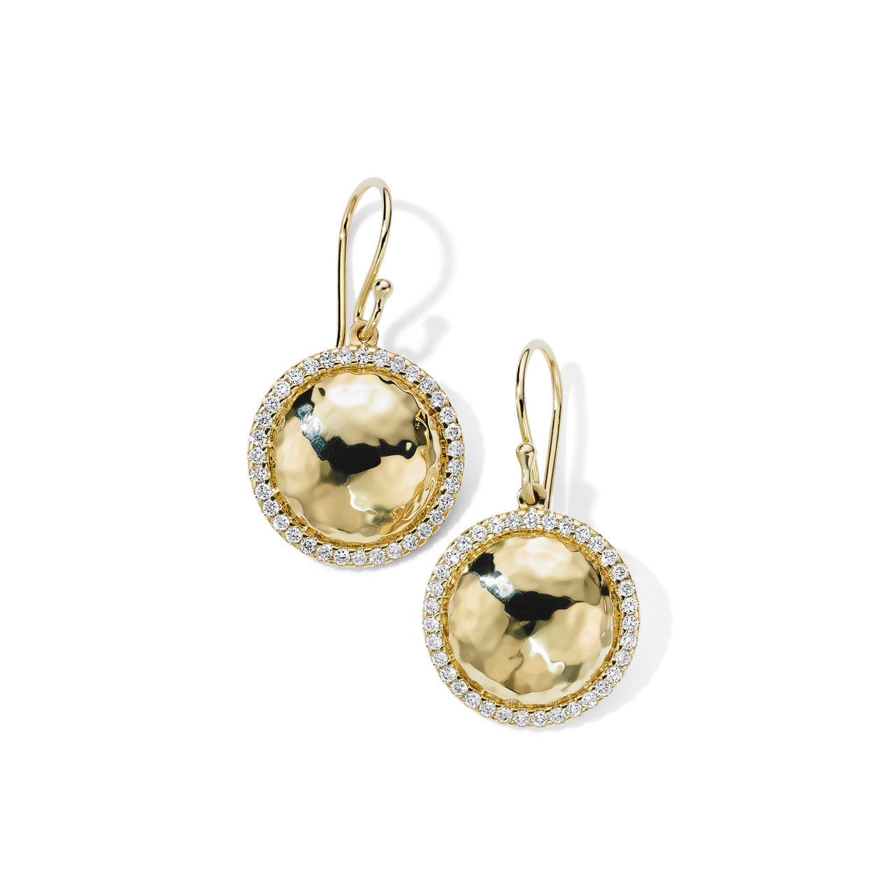 Stardust Goddess Medium Hammered Dome Earrings with Diamonds