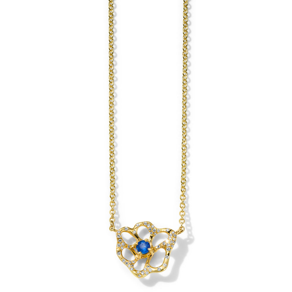 Stardust Flora Small Necklace in Blue Sapphire and Diamonds