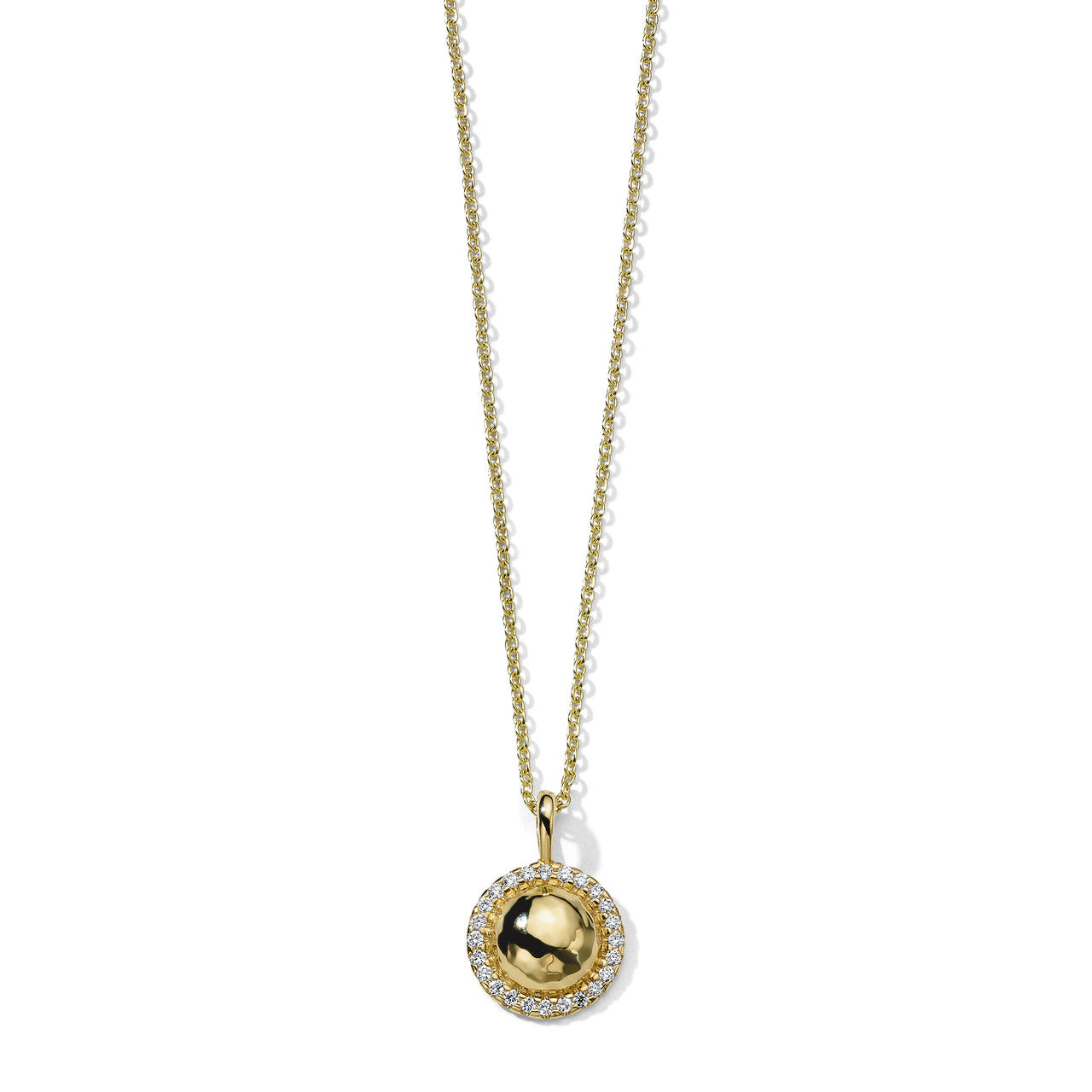 Stardust Goddess Teeny Hammered Dome Necklace with Diamonds