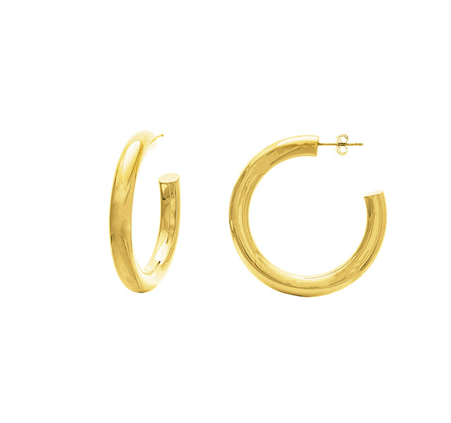 40mm Tube Hoop Earrings in Gold
