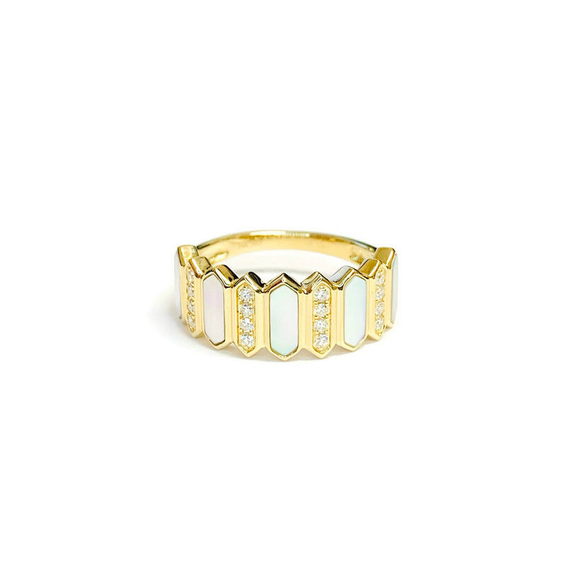 Mother of Pearl & Diamond Section Ring