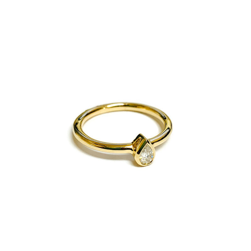 14k Yellow Gold Ring with Pear Shaped Diamond