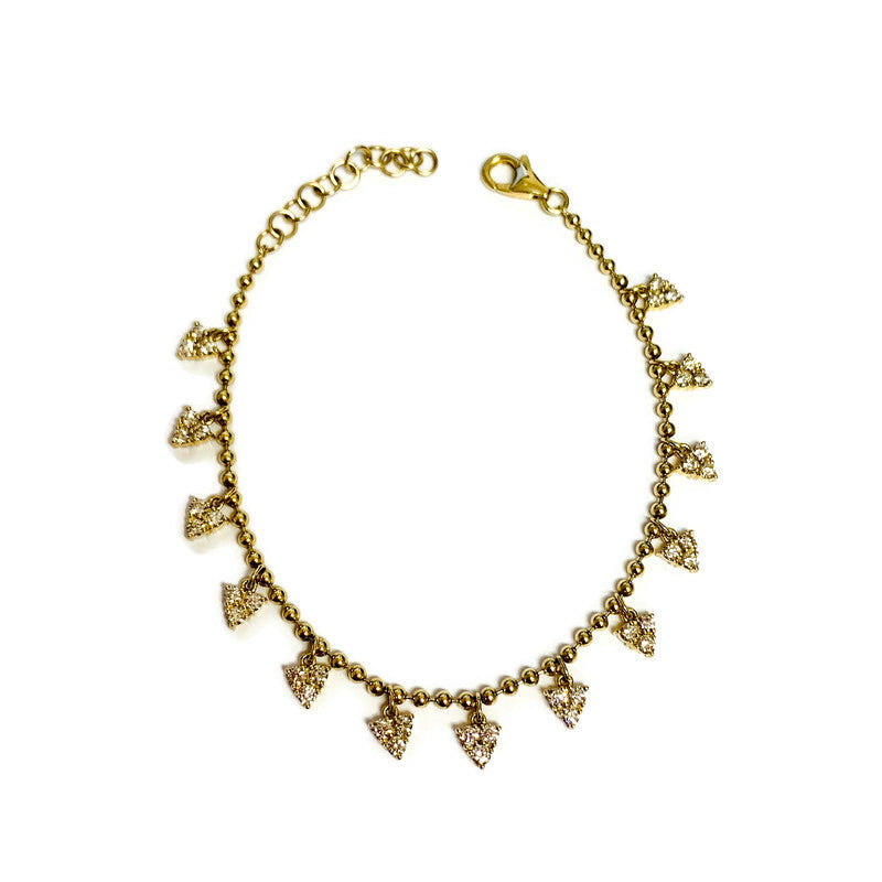Bead Chain Bracelet with Dangling Diamonds