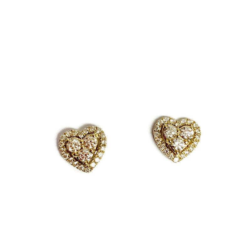 Heart Diamond Earrings in Yellow Gold