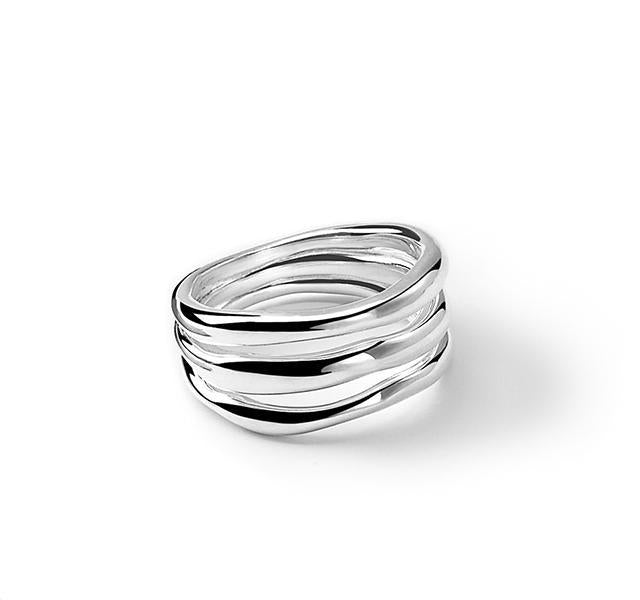 Glamazon Silver 3-Row Squiggle Ring