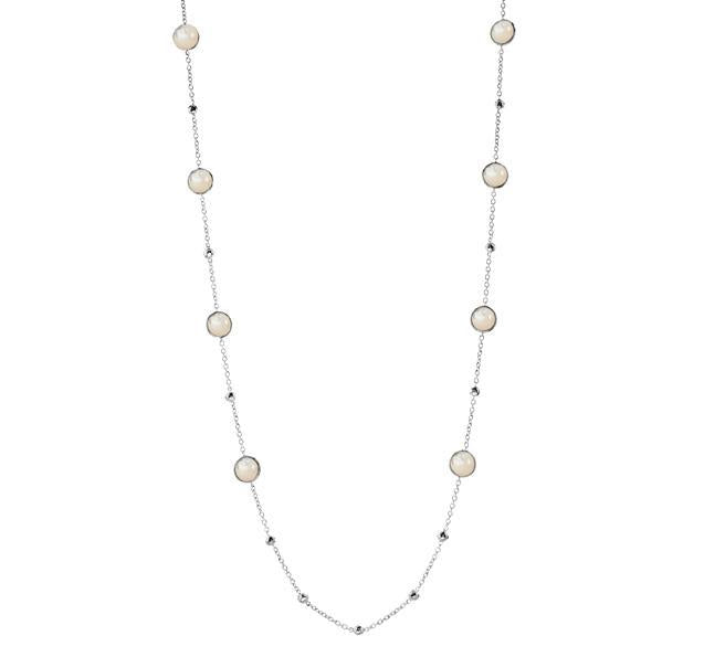 Silver Lollipop and Hammered Ball Necklace in Mother-of-Pearl