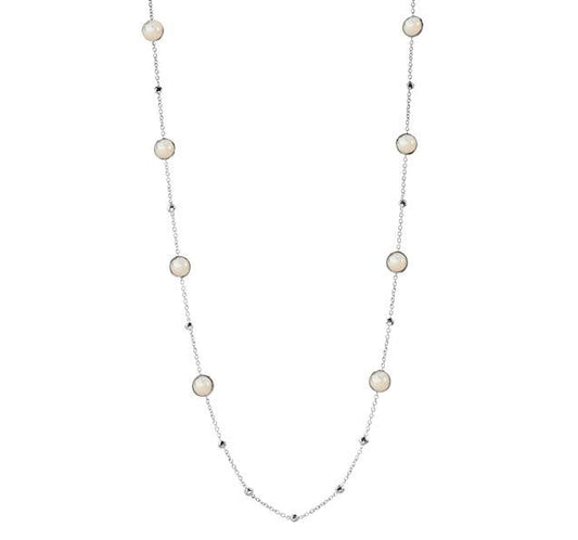 Silver Lollipop and Hammered Ball Necklace in Mother-of-Pearl