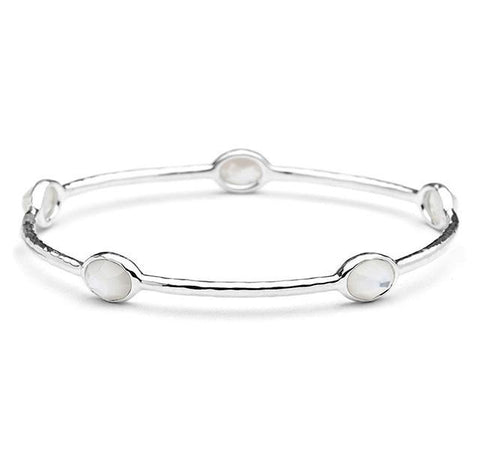 Silver 5-Stone Bangle in Mother-of-Pearl