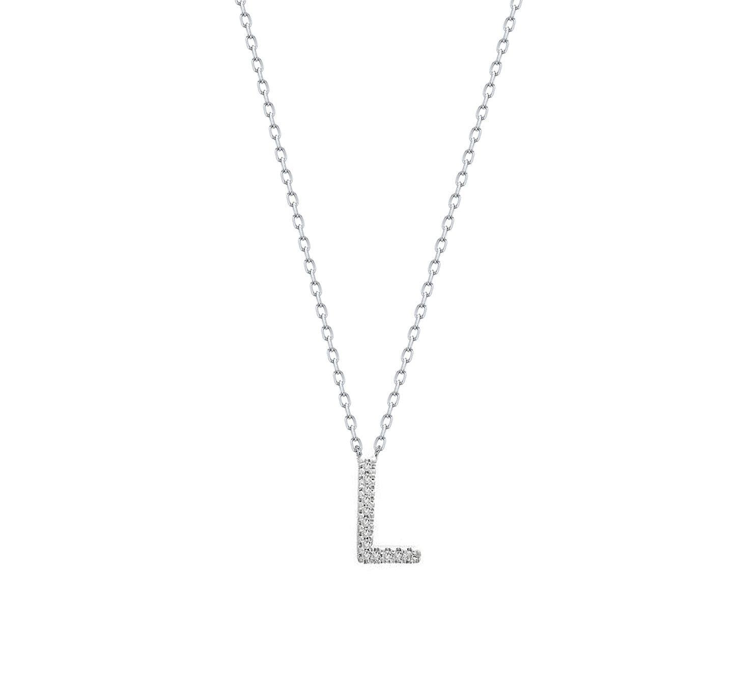 Diamond Letter "L" Necklace in Sterling Silver