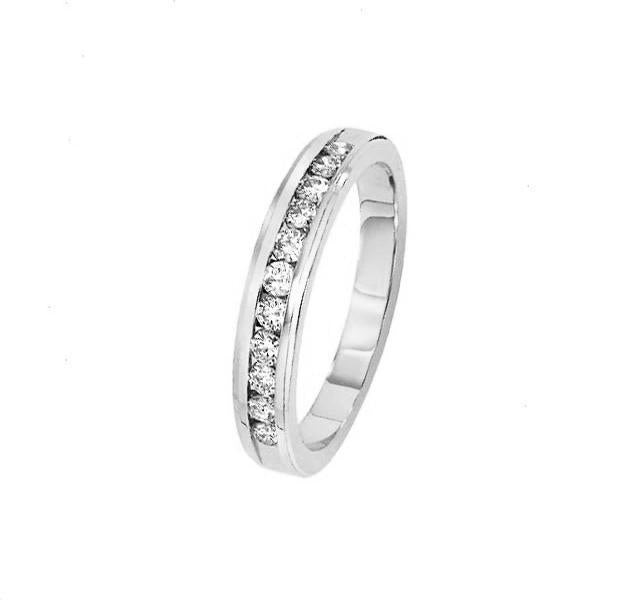 Beveled Edge Channel Band in White Gold