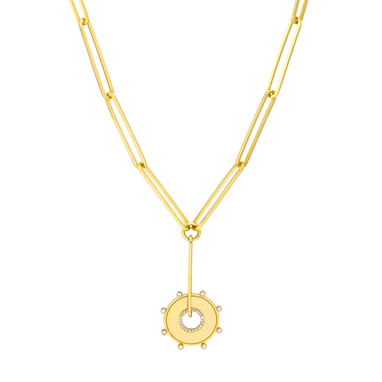 Diamond Disk Medallion Lariat Necklace