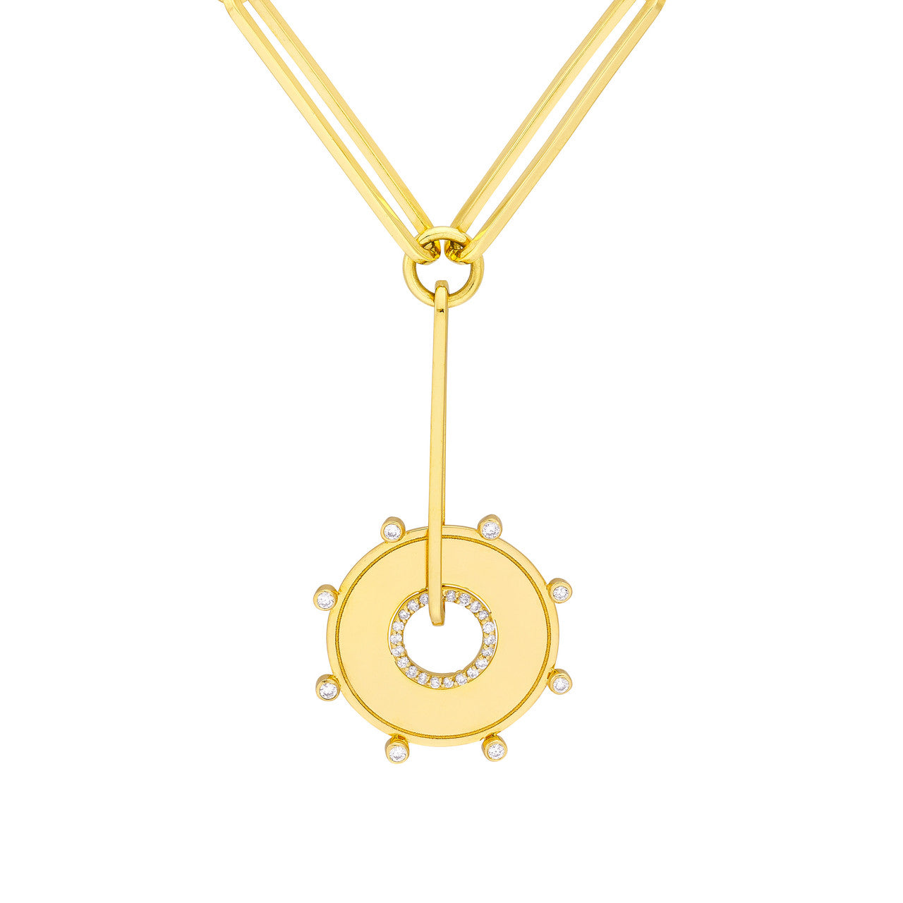 Diamond Disk Medallion Lariat Necklace