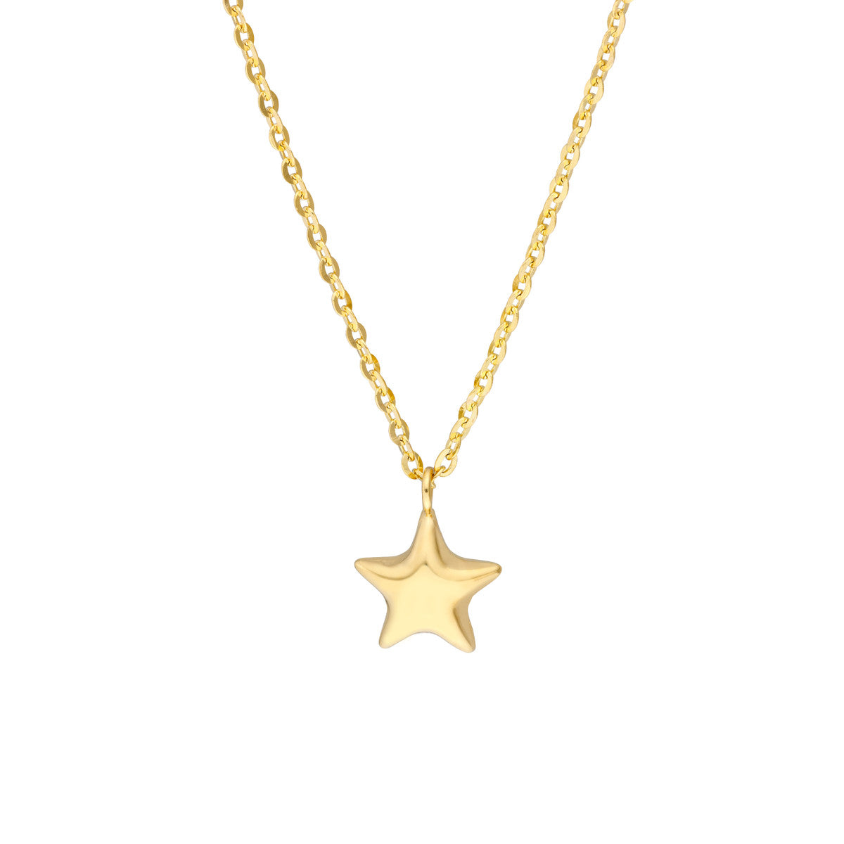 Children's 14k Yellow Gold Puffed Star Pendant Necklace