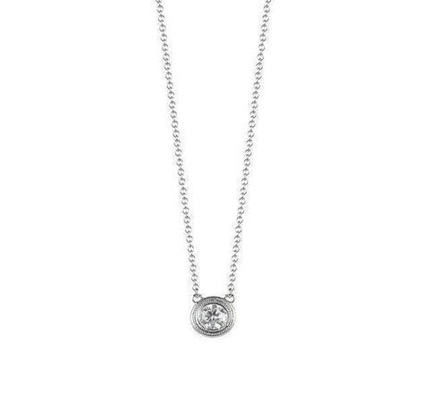 Bezel Set Diamond Necklace in White Gold
