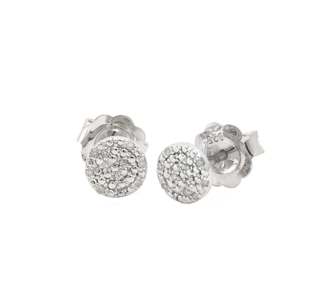 Diamond Disc Studs in Sterling Silver