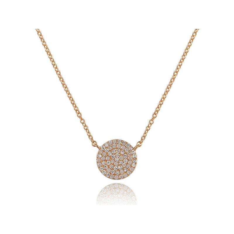Pavé Disc Necklace With Diamonds In Rose Gold