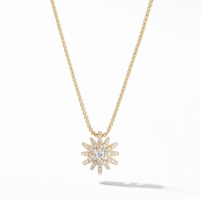 Starbust Pendant Necklace in 18K Yellow Gold with Pavé Diamonds