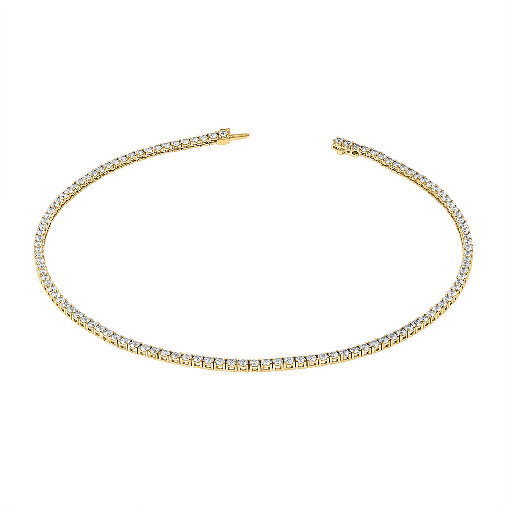 18" Prong Set Tennis Necklace in Yellow Gold