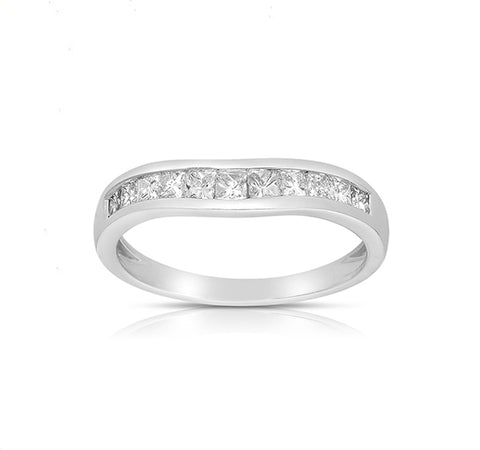 Princess Cut Channel Set Curved Band