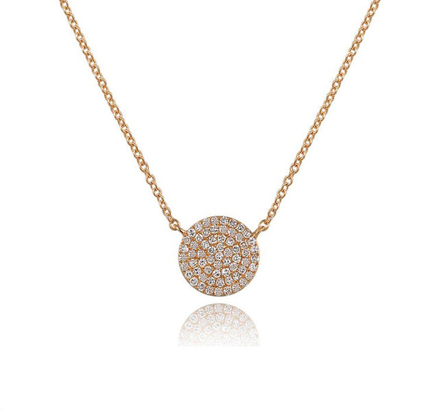 Pavé Disc Necklace With Diamonds In Rose Gold