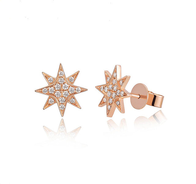 Star Stud Earrings in Rose Gold
