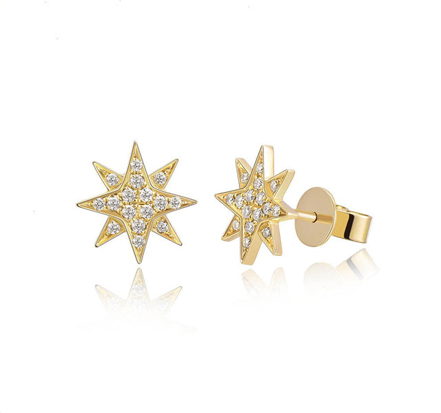 Star Stud Earrings in Yellow Gold