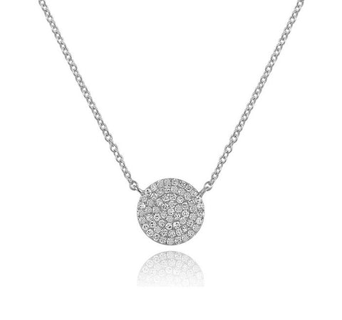 Diamond Disc Necklace in White Gold