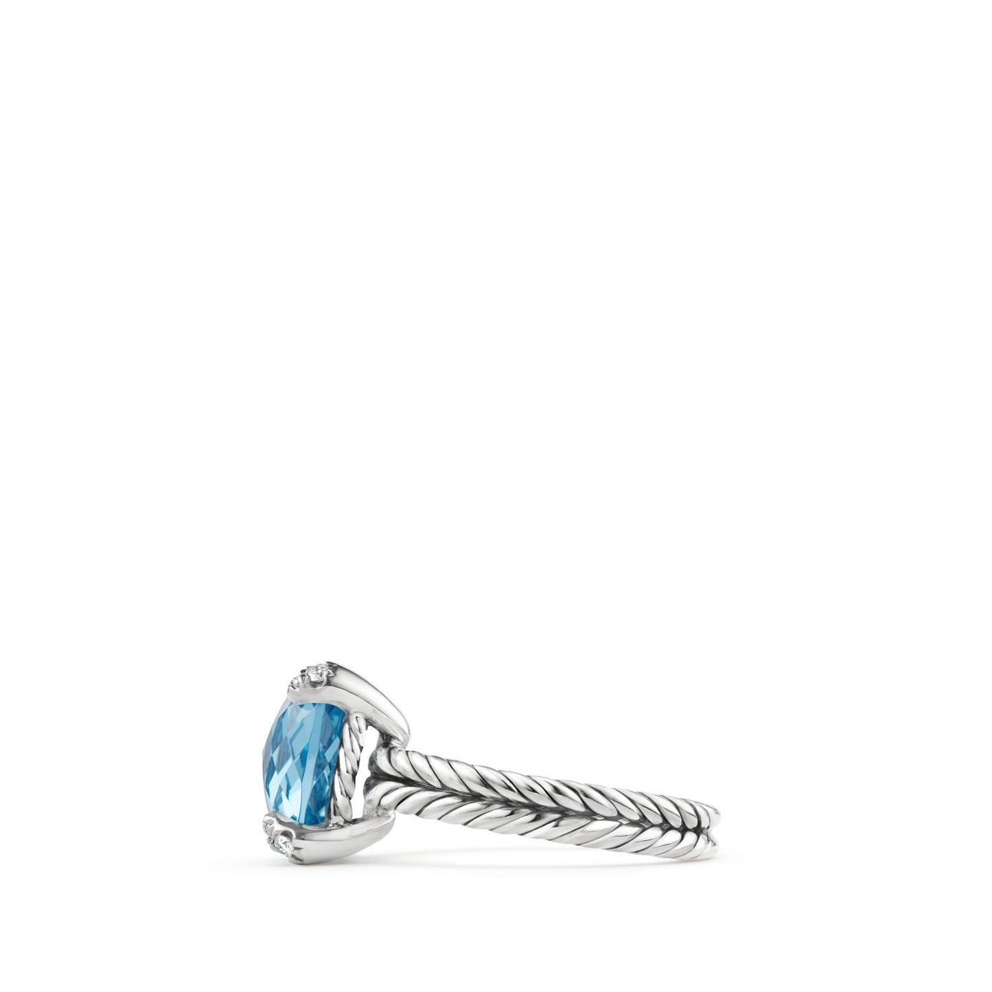 Chatelaine® Ring with Blue Topaz and Diamonds, 11mm