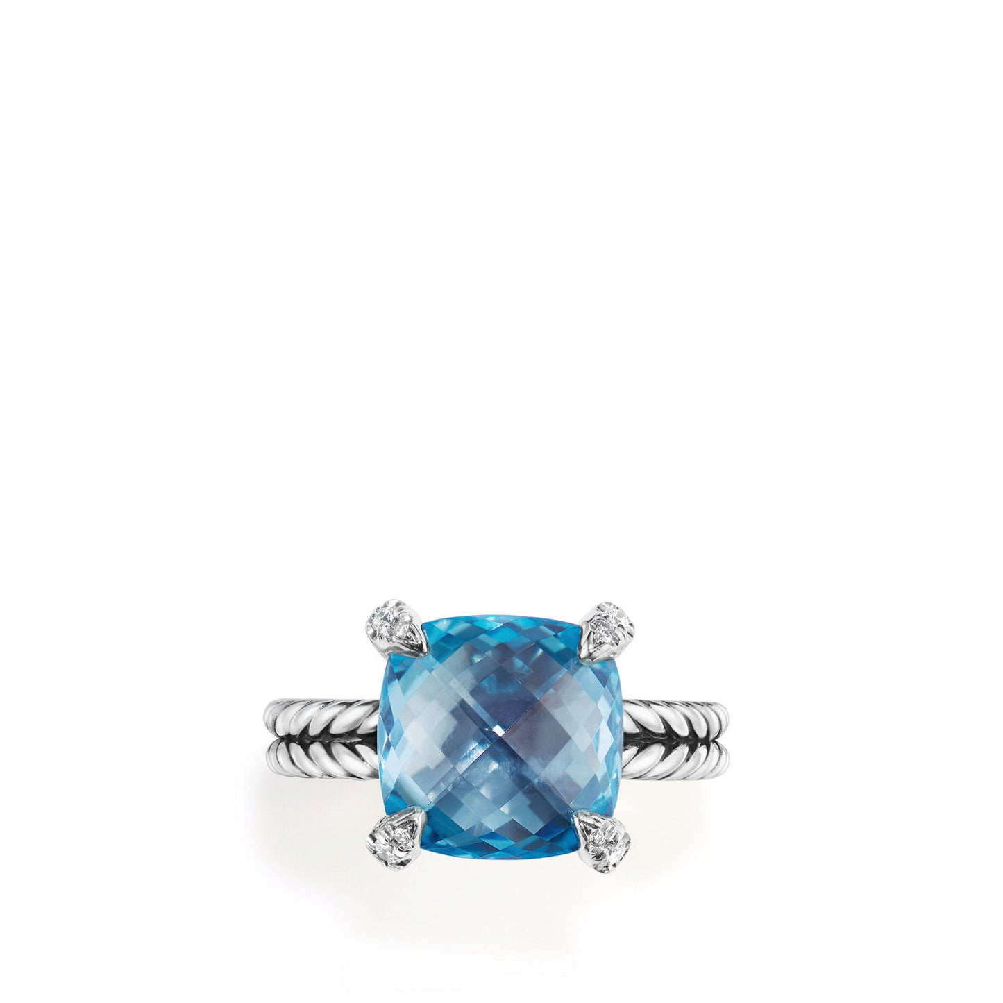 Chatelaine® Ring with Blue Topaz and Diamonds, 11mm