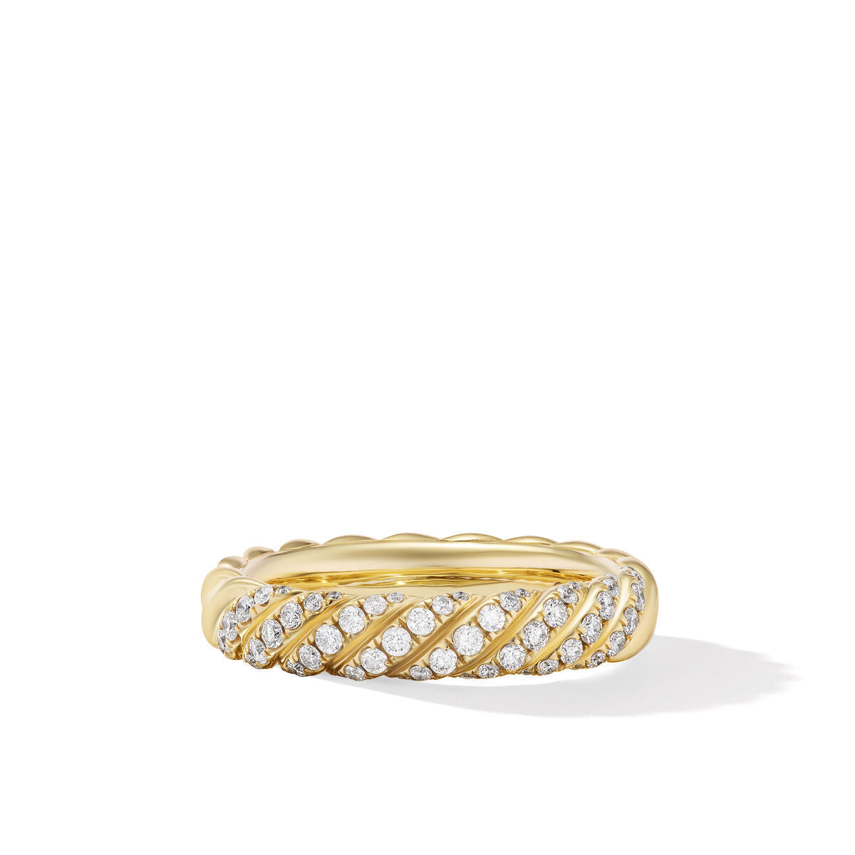 Sculpted Cable Pavé Band Ring in 18K Yellow Gold with Diamonds