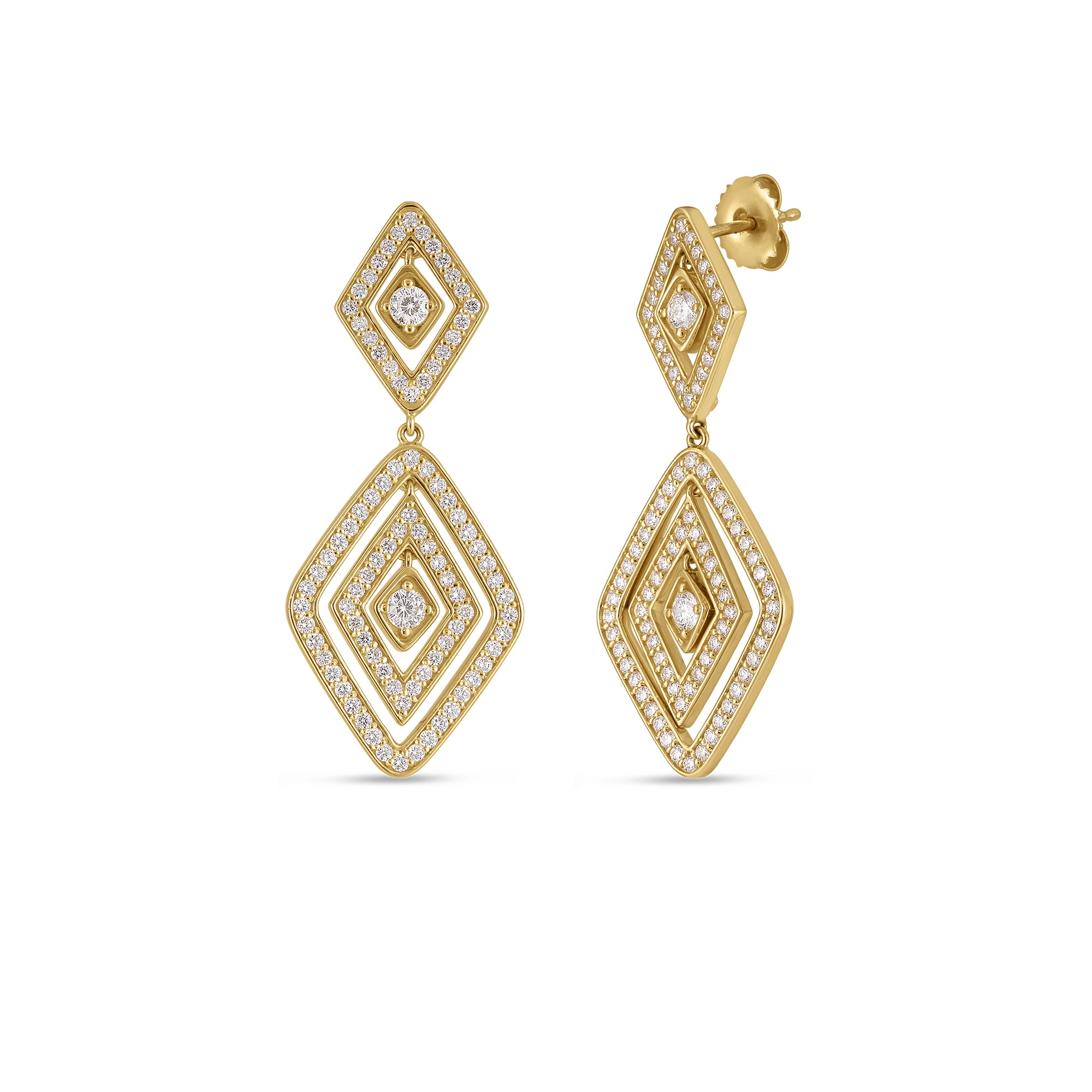 Lozenge Drop Diamond Earrings