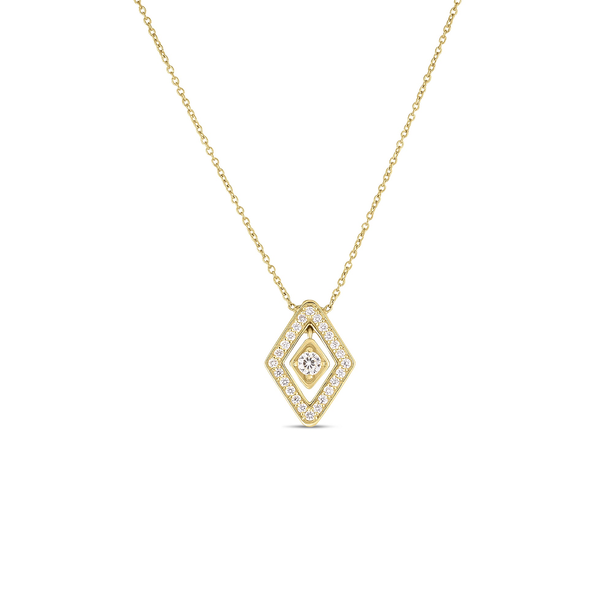 Small Lozenge Diamond Pendant in Yellow Gold
