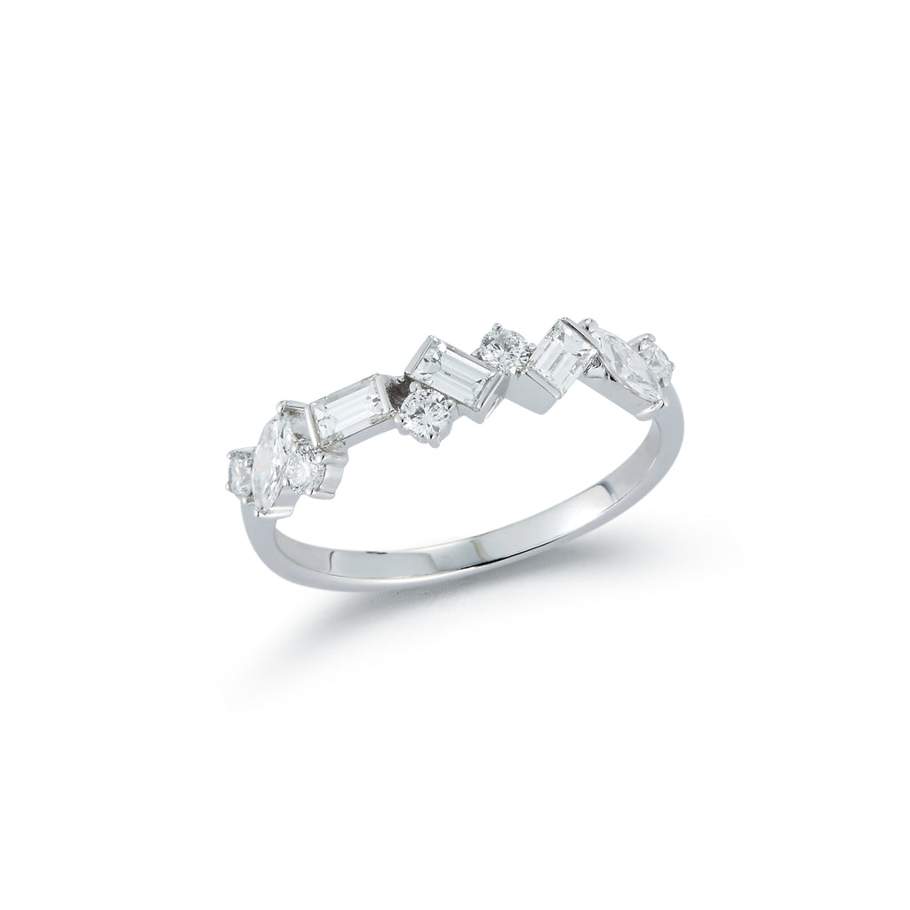 Mixed Shape Diamond Band in White Gold