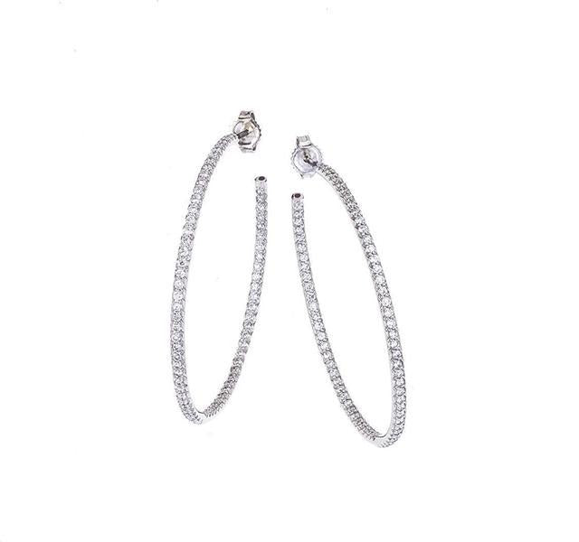 Micropave Extra Large Perfect Diamond Hoops in White Gold