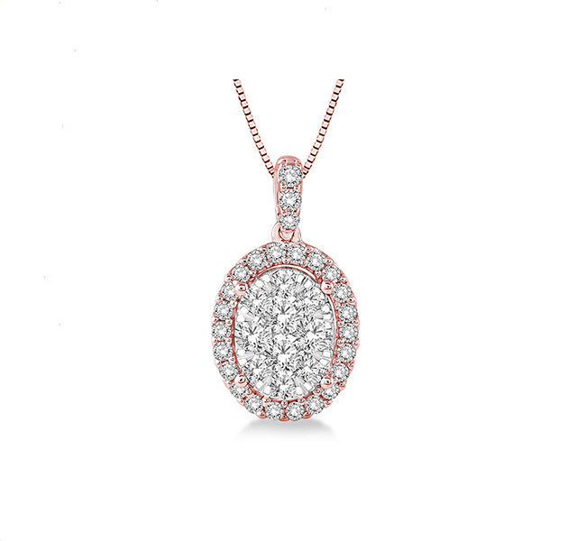 Diamond Cluster Necklace In Rose Gold