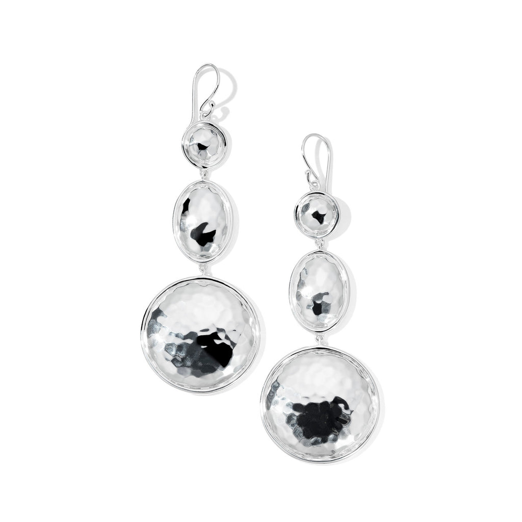 Classico Large Hammered Triple Snowman Earrings