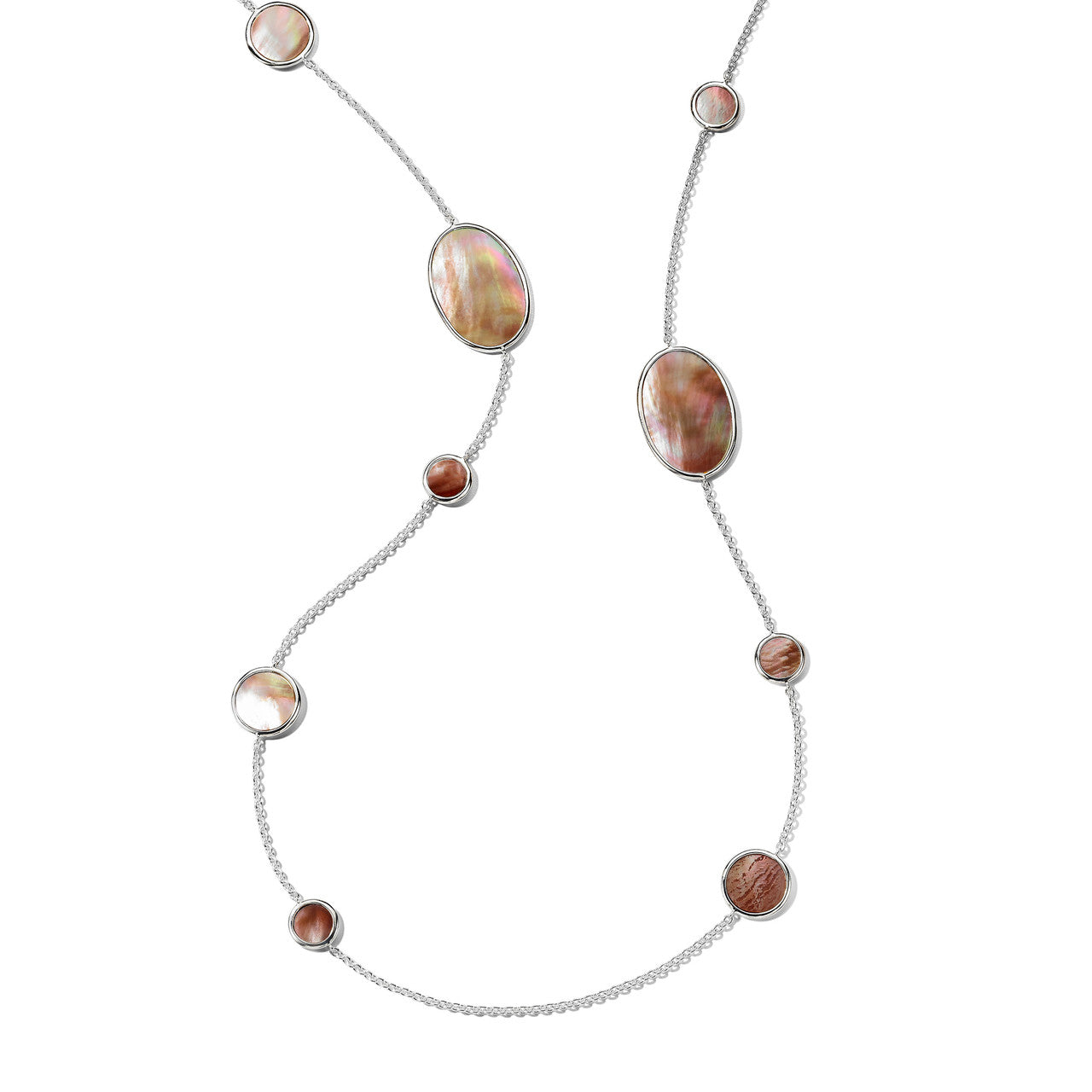 Rock Candy Oval Station Necklace in Brown Shell