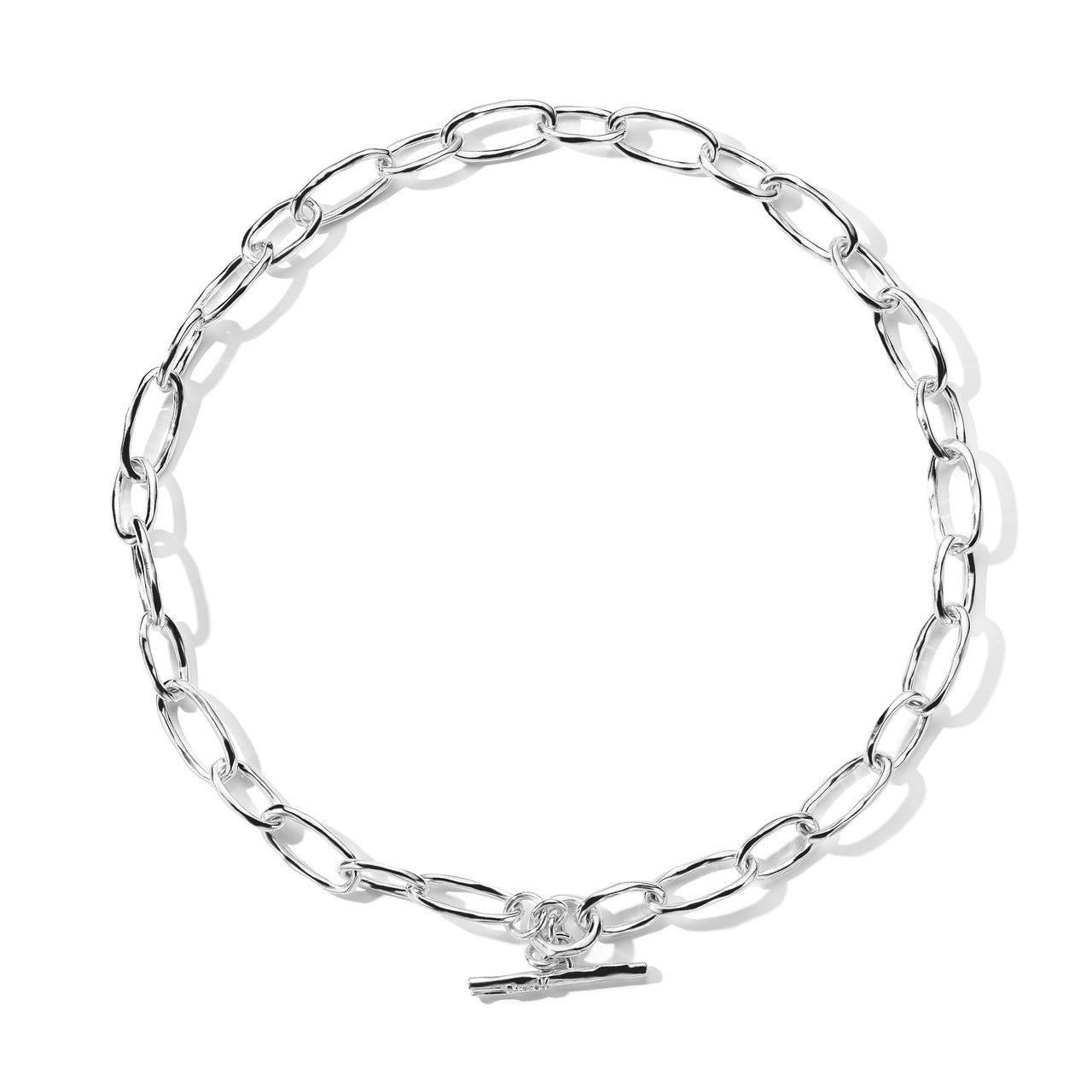 Classico Short Faceted Oval Link Necklace in Sterling Silver