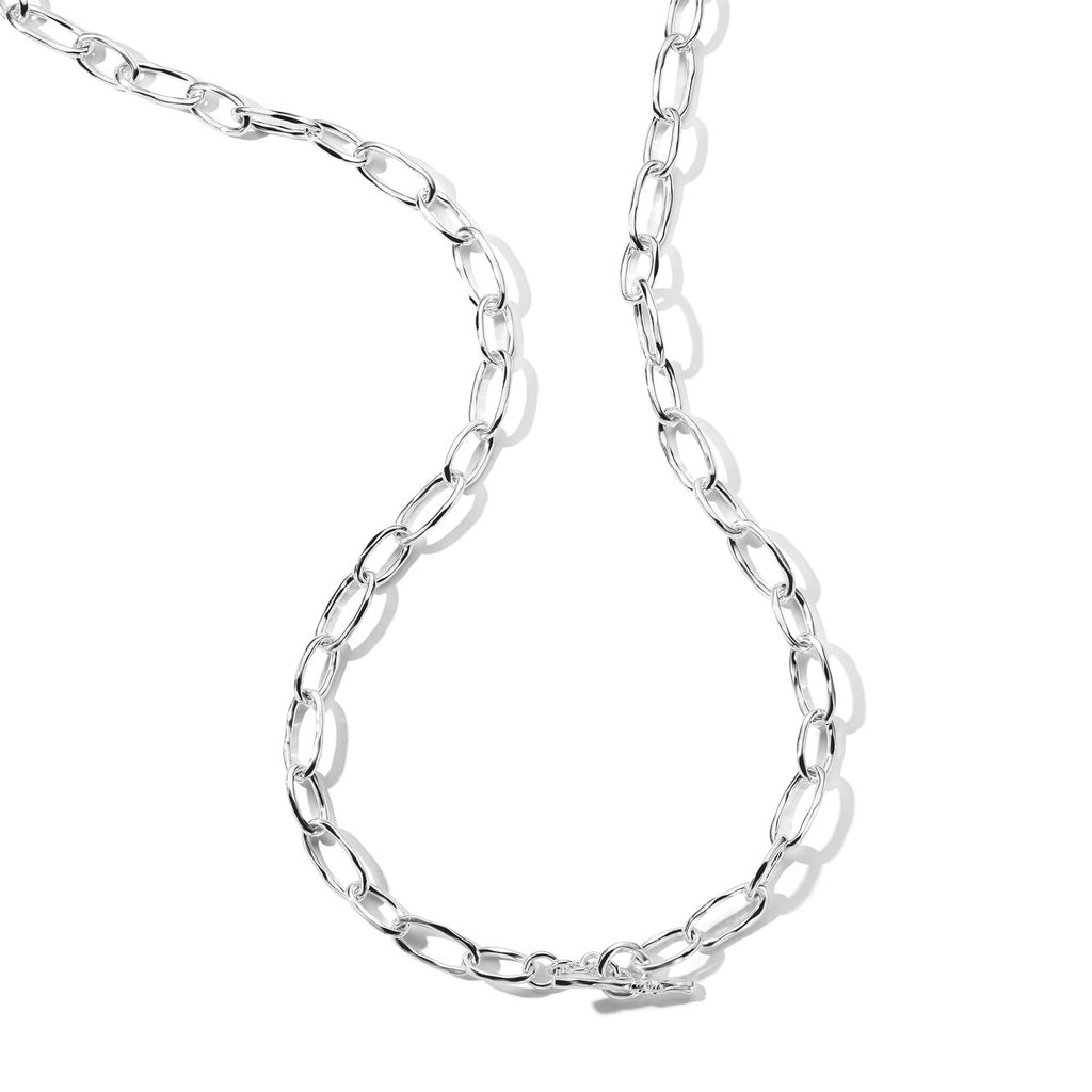 Classico Faceted Oval Link Necklace in Sterling Silver