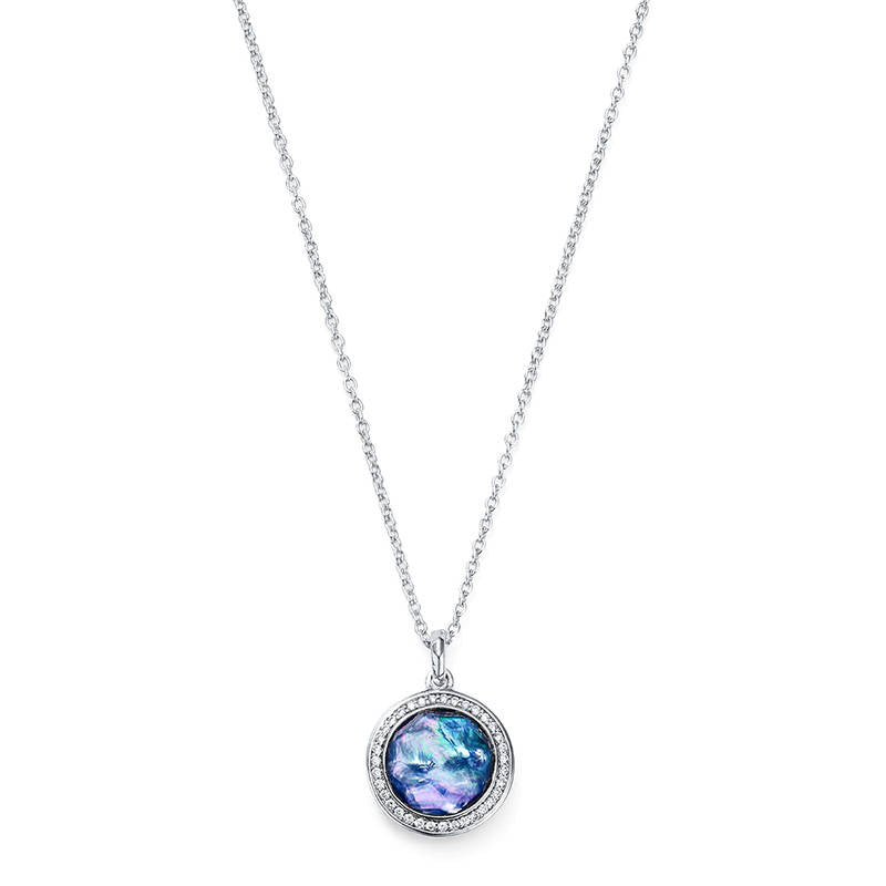 Mini Pendant Necklace in Sterling Silver with Diamonds