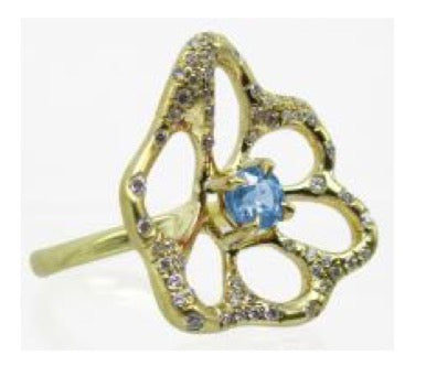 Stardust Flora Medium Ring in Blue Sapphire with Diamonds