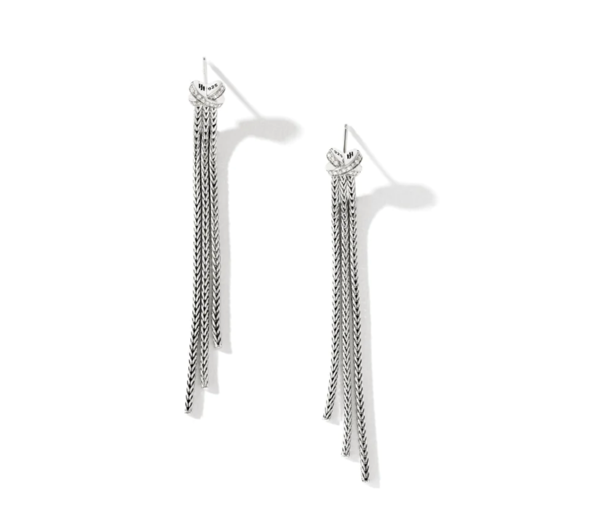 Classic Chain Tassel Earrings with Diamonds