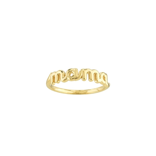 Cursive "mama" Ring in 14k Yellow Gold