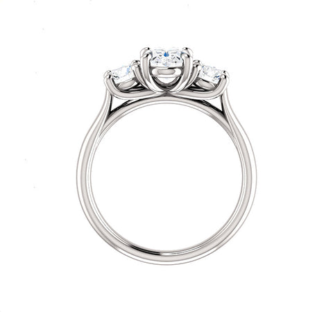 Three Stone Ring Setting for Center Oval