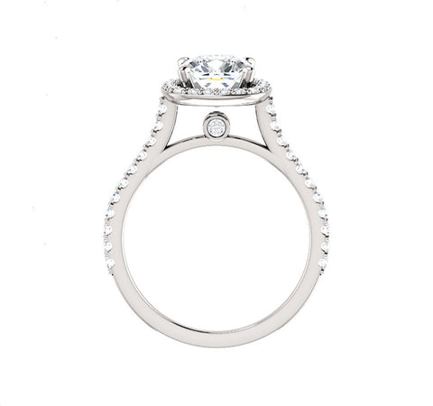 Cushion Halo with Round Center and side diamonds